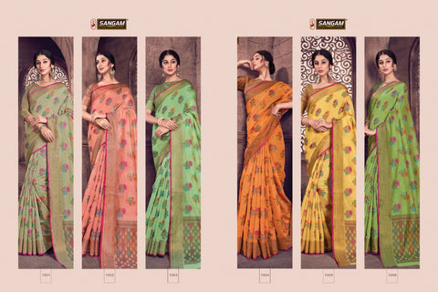 Sangam Prints Launched Sundari Cotton Handloom Silk Fancy Designer Sarees