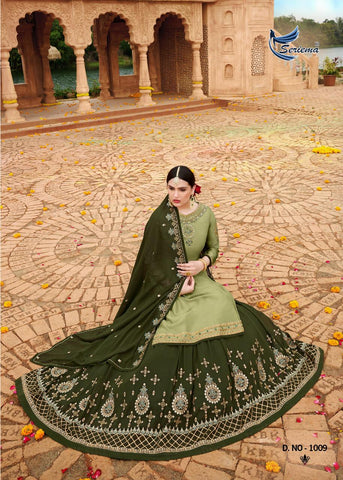 Seriema Presents Shahnaz Satin Georgette Embroidery Work Fancy Designer Salwar Suits