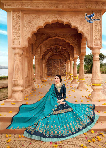 Seriema Presents Shahnaz Satin Georgette Embroidery Work Fancy Designer Salwar Suits