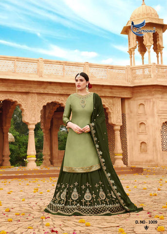 Seriema Presents Shahnaz Satin Georgette Embroidery Work Fancy Designer Salwar Suits