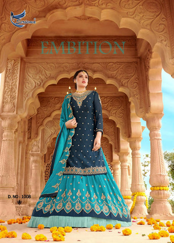 Seriema Presents Shahnaz Satin Georgette Embroidery Work Fancy Designer Salwar Suits