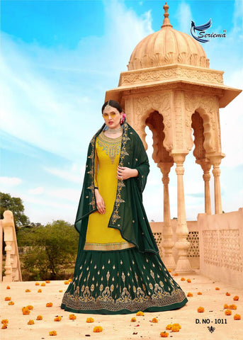 Seriema Presents Shahnaz Satin Georgette Embroidery Work Fancy Designer Salwar Suits