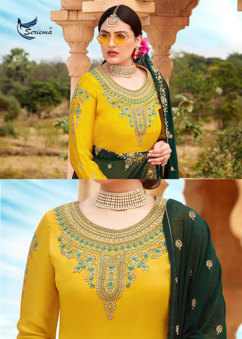 Seriema Presents Shahnaz Satin Georgette Embroidery Work Fancy Designer Salwar Suits