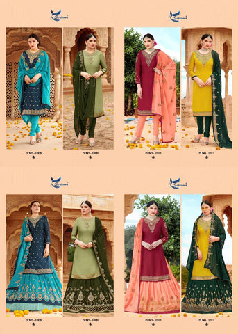 Seriema Presents Shahnaz Satin Georgette Embroidery Work Fancy Designer Salwar Suits