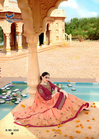 Seriema Presents Shahnaz Satin Georgette Embroidery Work Fancy Designer Salwar Suits