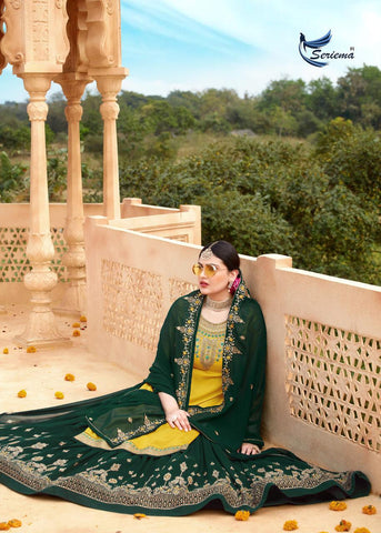 Seriema Presents Shahnaz Satin Georgette Embroidery Work Fancy Designer Salwar Suits