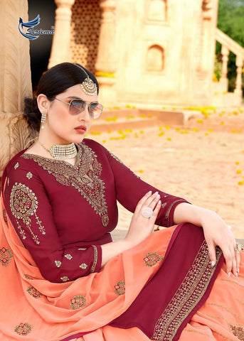 Seriema Presents Shahnaz Satin Georgette Embroidery Work Fancy Designer Salwar Suits