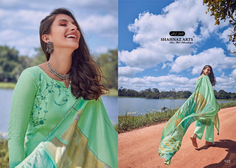 Shahnaz Arts Enara Jam Silk Cotton Embroidery Designer Work Suits
