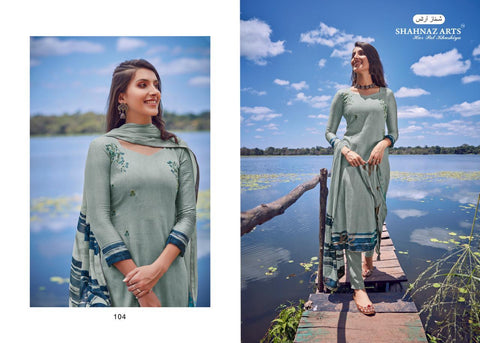 Shahnaz Arts Enara Jam Silk Cotton Embroidery Designer Work Suits