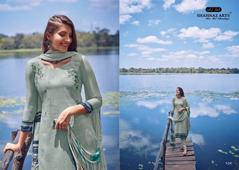 Shahnaz Arts Enara Jam Silk Cotton Embroidery Designer Work Suits