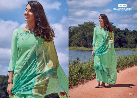 Shahnaz Arts Enara Jam Silk Cotton Embroidery Designer Work Suits