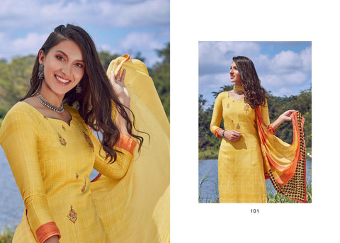 Shahnaz Arts Enara Jam Silk Cotton Embroidery Designer Work Suits