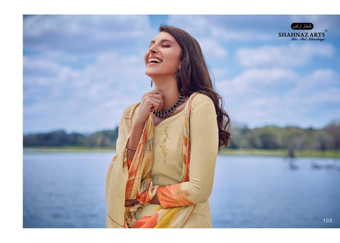 Shahnaz Arts Enara Jam Silk Cotton Embroidery Designer Work Suits