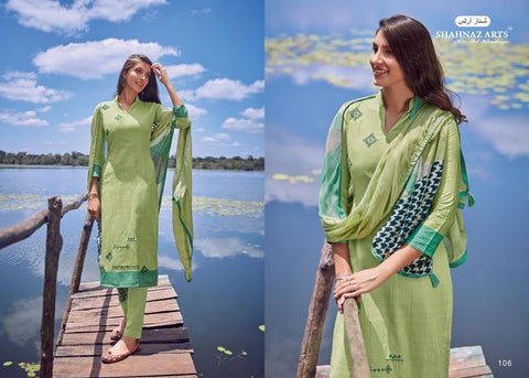 Shahnaz Arts Enara Jam Silk Cotton Embroidery Designer Work Suits