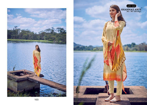 Shahnaz Arts Enara Jam Silk Cotton Embroidery Designer Work Suits
