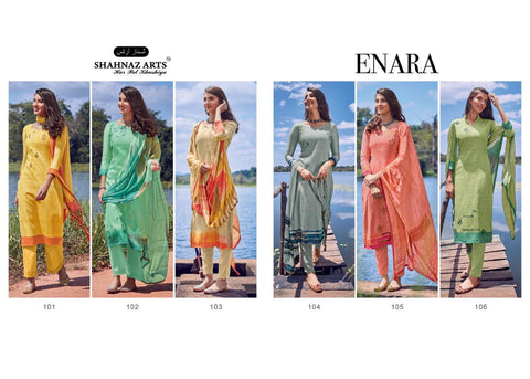 Shahnaz Arts Enara Jam Silk Cotton Embroidery Designer Work Suits