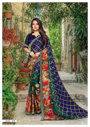 10 YARDS FLORAL PRINT SYNTHETIC FANCY DESIGNER SAREES - Thandavas | since  1932