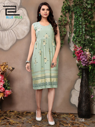 Blue Hills Presents Short Walkway Vol 2 Printed Rayon Designer Kurtis Collection