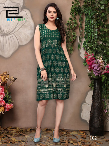 Blue Hills Presents Short Walkway Vol 2 Printed Rayon Designer Kurtis Collection