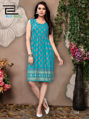 Blue Hills Presents Short Walkway Vol 2 Printed Rayon Designer Kurtis Collection