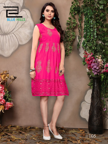 Blue Hills Presents Short Walkway Vol 2 Printed Rayon Designer Kurtis Collection