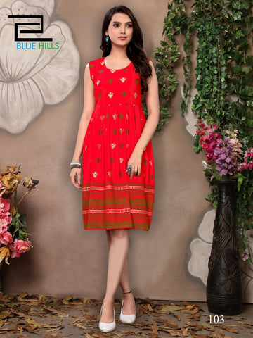 Blue Hills Presents Short Walkway Vol 2 Printed Rayon Designer Kurtis Collection