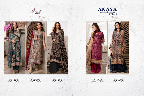 Shree Fabs Anaya Vol 11 Georgette Embroidery Work Pakistani Eid Collection
