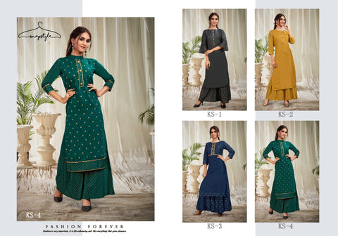 Snapstyle Presents Grace Silk Printed Fancy Designer Kurtis Collection With Sharara
