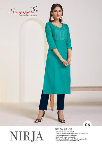 Suryajyoti Presents Nirja Vol 1 Rayon Cotton Casual Wear Kurtis Collection