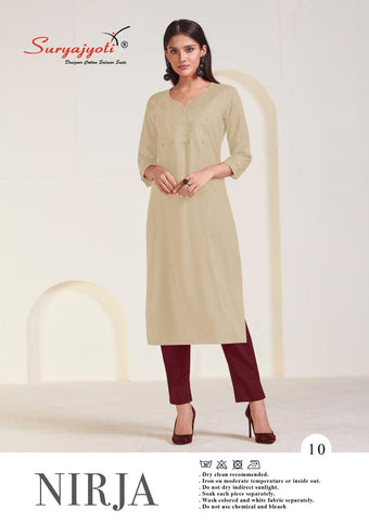 Suryajyoti Presents Nirja Vol 1 Rayon Cotton Casual Wear Kurtis Collection