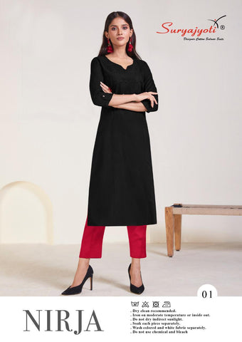 Suryajyoti Presents Nirja Vol 1 Rayon Cotton Casual Wear Kurtis Collection