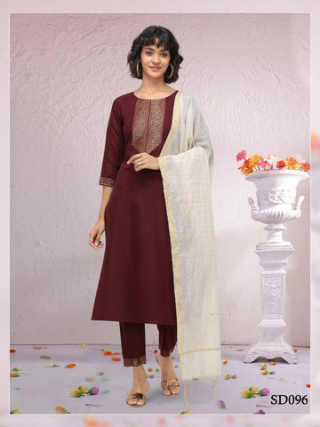 Syasi Fashion Presents Pure Cotton Kurti With Pant Dupatta