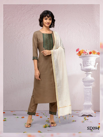 Syasi Fashion Presents Pure Cotton Kurti With Pant Dupatta