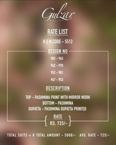 T And M Designer Launched Gulzar Pashmina Printed Fancy Designer Salwar Kameez