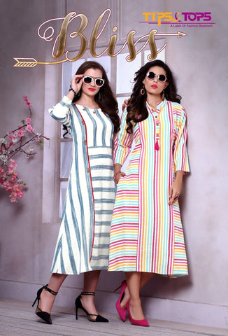 Tips And Tops Presents Bliss Heavy Rayon Casual Wear Kurtis Collection