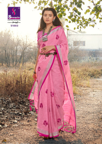 Shangrila Prints Titan Linen Vol 2 Linen Fabric Designer Saree