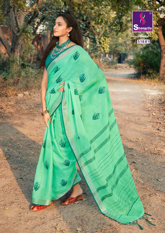 Shangrila Prints Titan Linen Vol 2 Linen Fabric Designer Saree