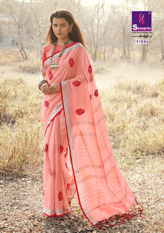 Shangrila Prints Titan Linen Vol 2 Linen Fabric Designer Saree