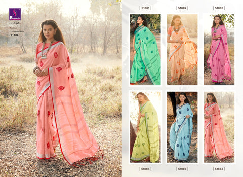 Shangrila Prints Titan Linen Vol 2 Linen Fabric Designer Saree