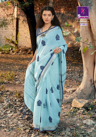 Shangrila Prints Titan Linen Vol 2 Linen Fabric Designer Saree