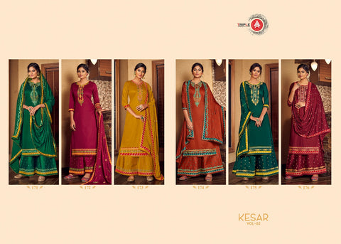 Triple Aaa Jam Silk Fabric Embroidery Work Fancy designer Salwar Suit