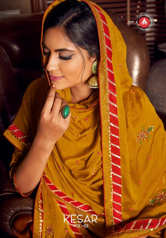 Triple Aaa Jam Silk Fabric Embroidery Work Fancy designer Salwar Suit