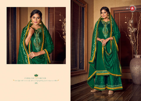 Triple Aaa Jam Silk Fabric Embroidery Work Fancy designer Salwar Suit