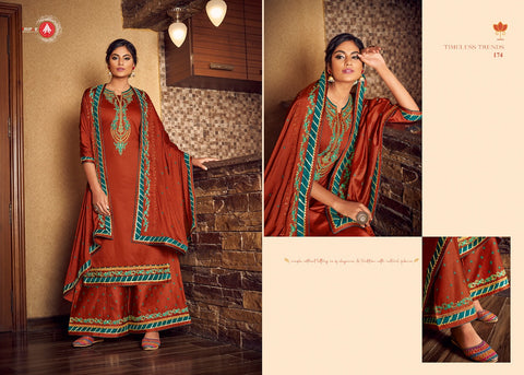 Triple Aaa Jam Silk Fabric Embroidery Work Fancy designer Salwar Suit