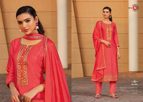 Triple Aaa Presents Khwab Modal Satin Embroidery Work Fancy Designer Salwar Suits