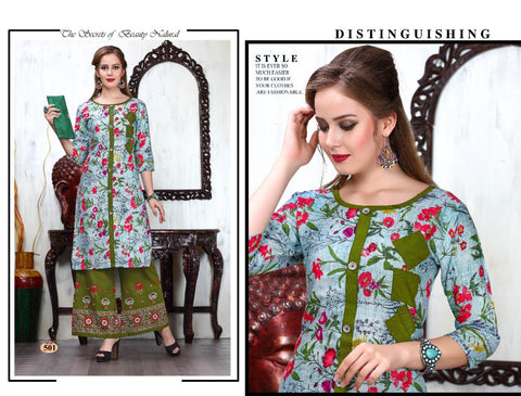 Trendy Presents Crackles Rayon Printed Fancy Designer Kurtis With Plazzo