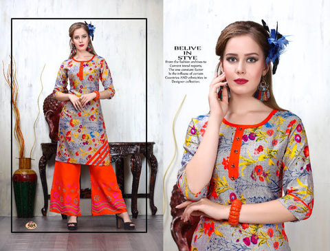 Trendy Presents Crackles Rayon Printed Fancy Designer Kurtis With Plazzo