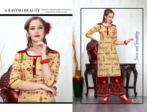 Trendy Presents Crackles Rayon Printed Fancy Designer Kurtis With Plazzo