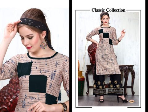 Trendy Presents Crackles Rayon Printed Fancy Designer Kurtis With Plazzo