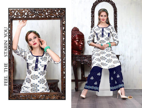 Trendy Presents Crackles Rayon Printed Fancy Designer Kurtis With Plazzo